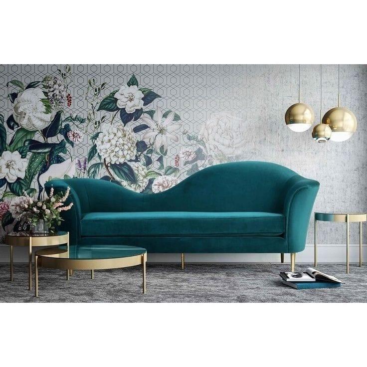 Modern Turquois Green 3 Seater Sleigh Couch - Turqouis Green