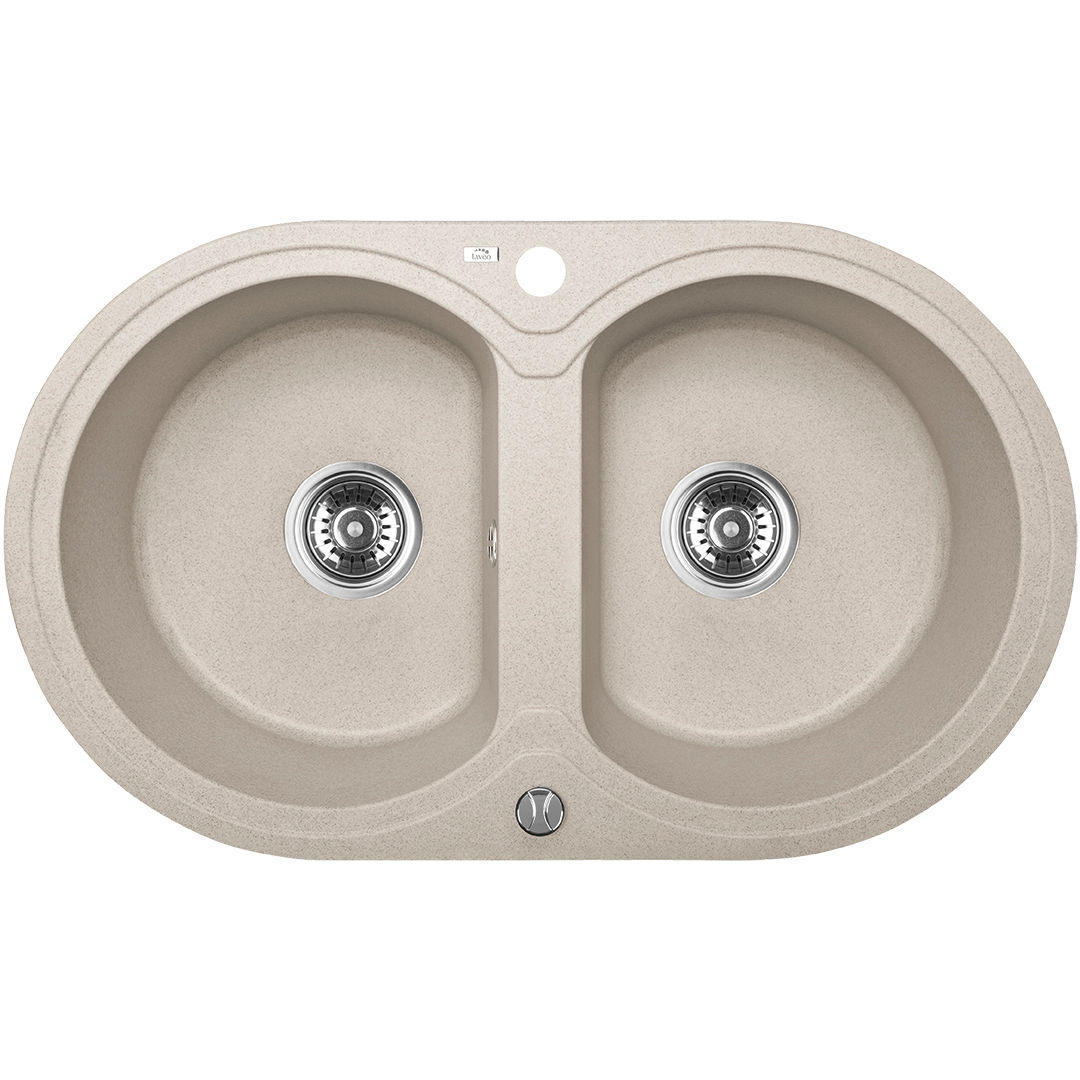 Laveo Dafne Granite Sink 2 Bowl - Beach Sand