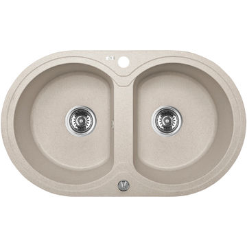 Laveo Dafne Granite Sink 2 Bowl - Beach Sand