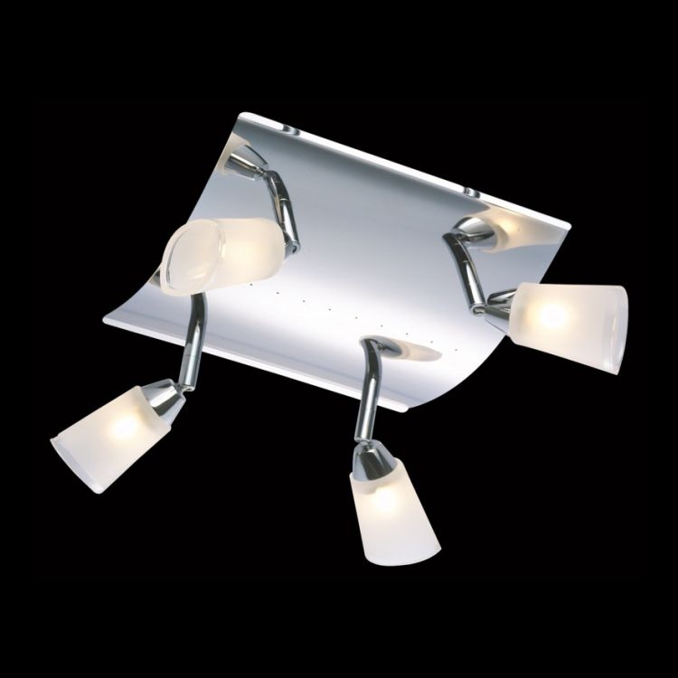 230v 50W GU9 Four Adjustable Spot Lights on Square Plate