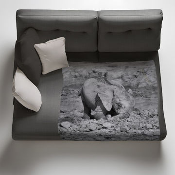 Black and White Baby Ellie in Mud Black White Light Weight Fleece Blanket by Annette Heymans