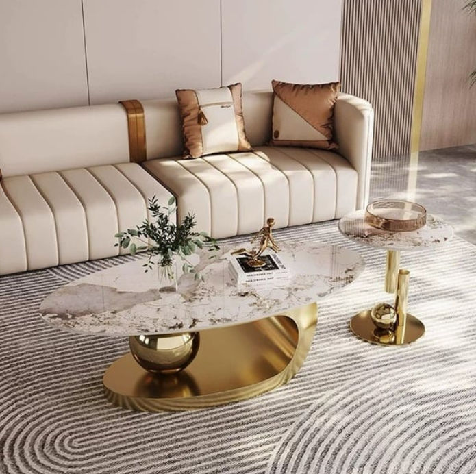 Elsa Coffee Table With Side Table -Gold