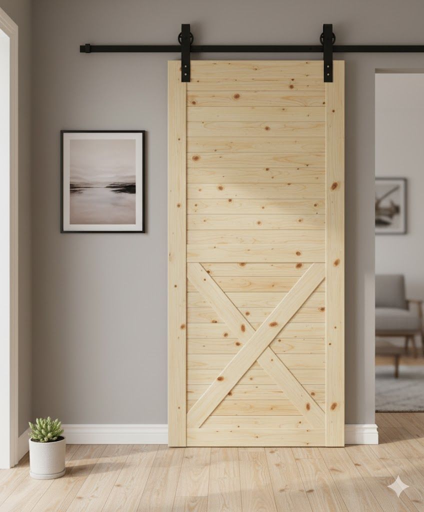 Half X-Brace Barn Door with Hardware Kit (2100mm x 920mm x 36mm)