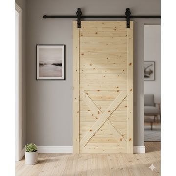 Half X-Brace Barn Door with Hardware Kit (2100mm x 920mm x 36mm)