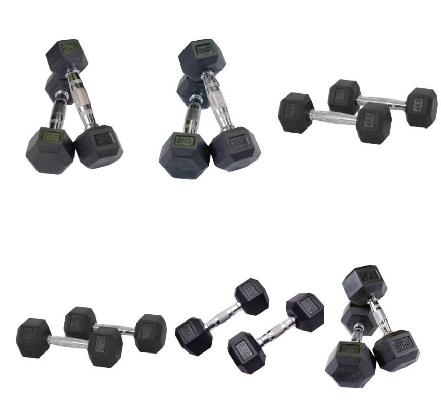 SuperStrength Hex Dumbbell Ladies Set - 2kg, 3kg, 4kg, 6kg, 8kg, 10kg pairs