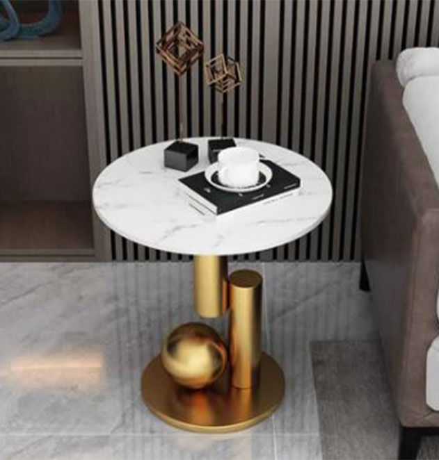 Campbell Marble End Table- Gold