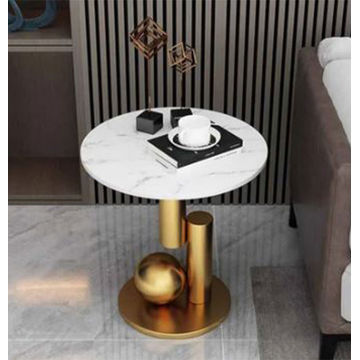 Campbell Marble End Table- Gold