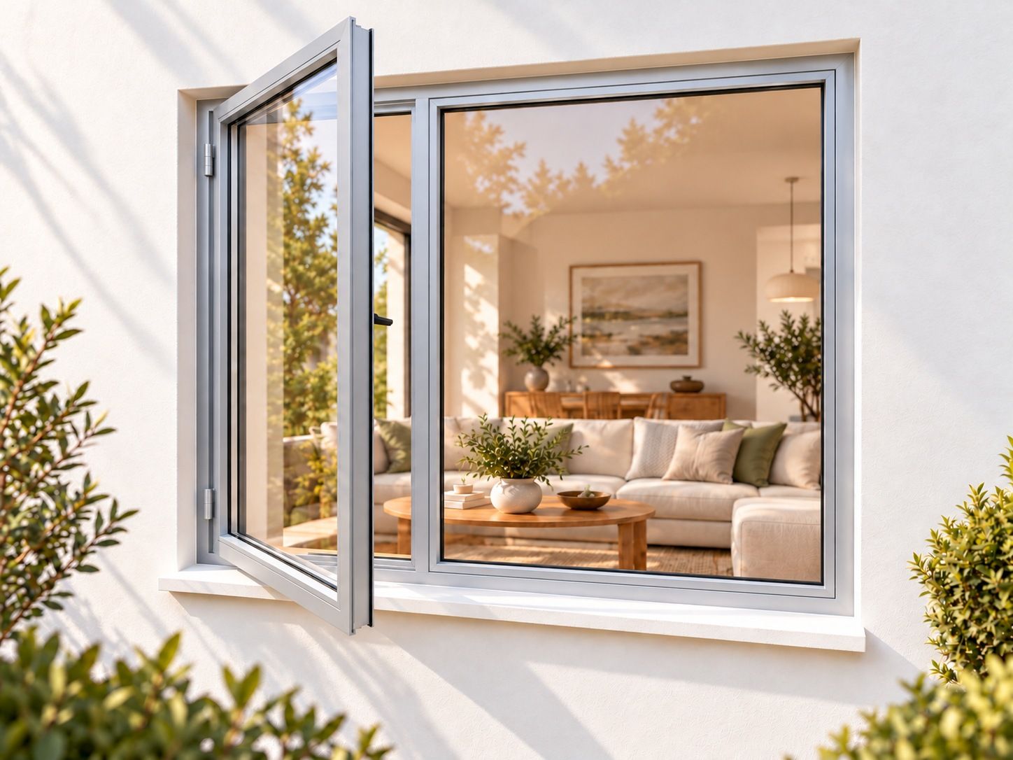 Kenzo Premium Side-Hung Aluminium Window - Silver, 1800 900 mm, Left Side Opener