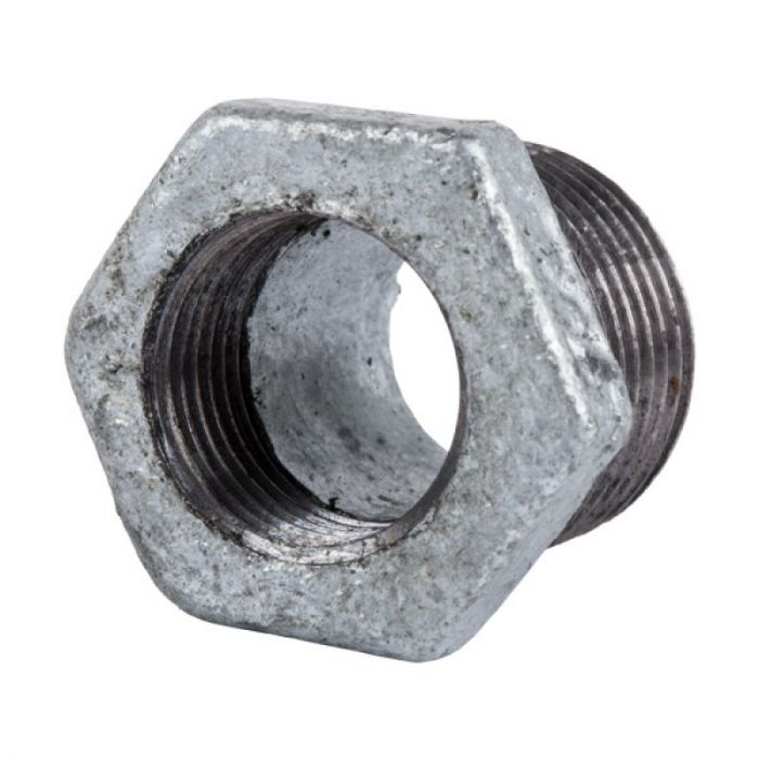 Galvanised Reducing Bush Steel, 50mmX15mm - Silver (Bulk Pack of 8)