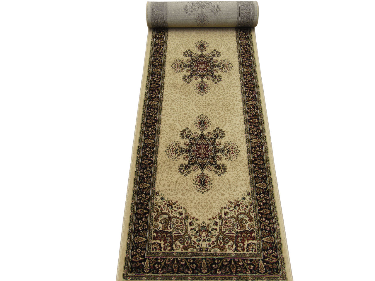 BK Carpets & Rugs -  Persian Inspired Medallion Runner –  80cm x 4m - Beige  & Red