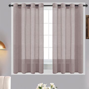Matoc Designs Café Curtain -Mystic Voile -Cinnamon -Eyelet - 110cm W x 123cm H -  2 Pack