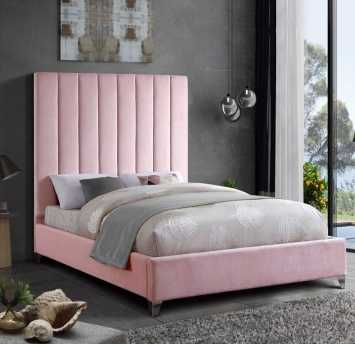 Bliss Sleigh Bed Queen -Pink
