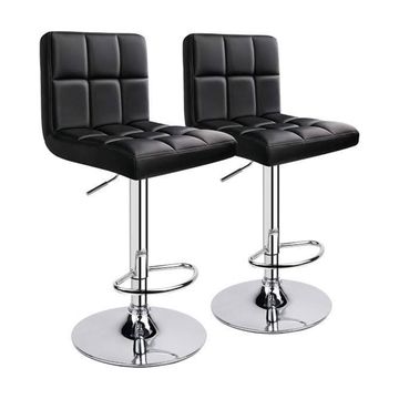 Madiega Furniture - 2 Black Square Tufted Bar Stools