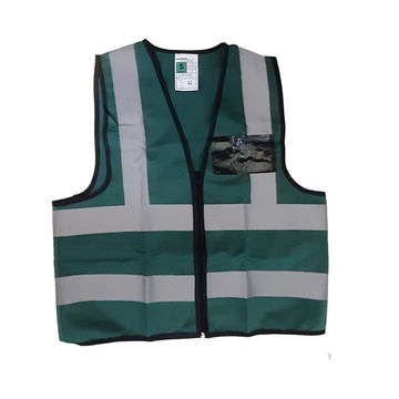 PIONEER SAFETY Vests Reflective Zip Id Pocket Dark Green X Large