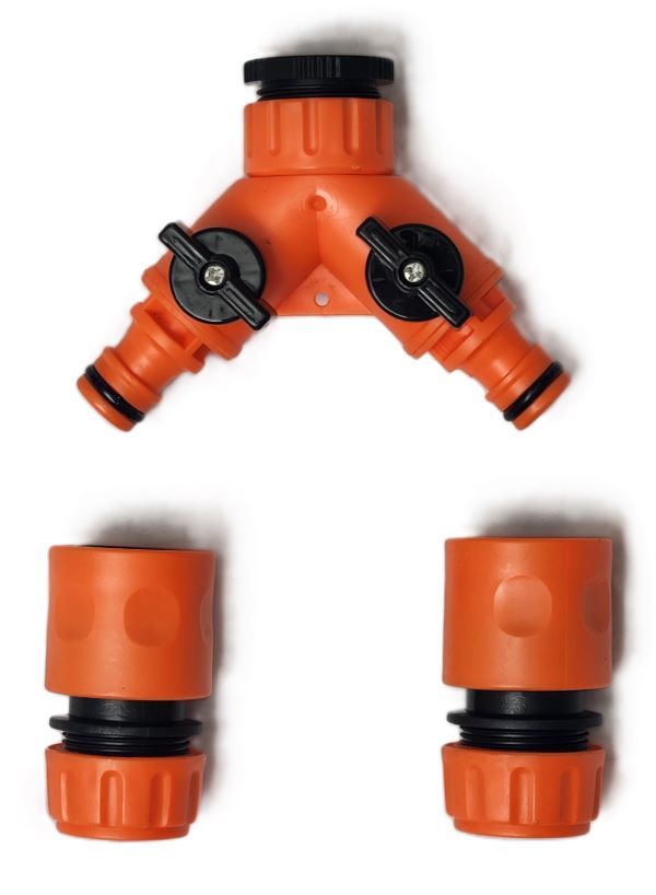 Shind 2 Way Hose Splitter with Tap Connector & 2 Hose Fittings