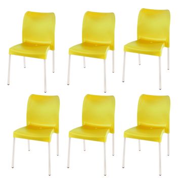 Florence Heavy  Duty Plastic Bistro Chair / Patio Chair / Garden Chair / Stackable - NO ARMRESTS - YELLOW  - Set of 6