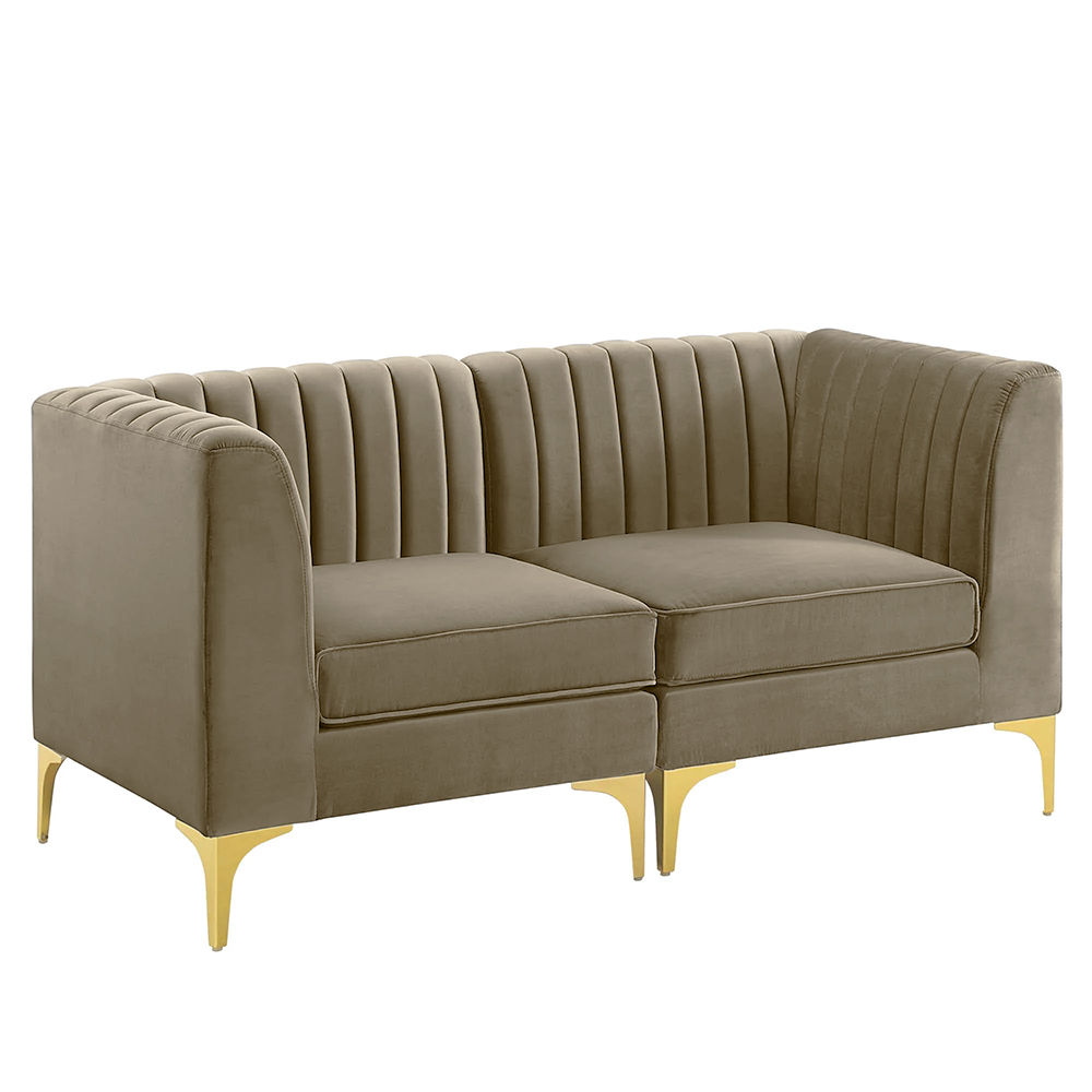 Sage 2 Seater Tufted Velvet Loveseat-Brown