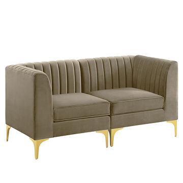 Sage 2 Seater Tufted Velvet Loveseat-Brown
