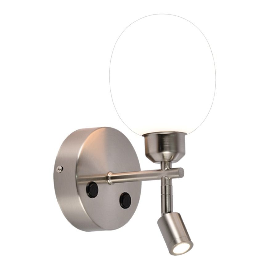 Metal Wall Bracket with Opal Plastic Cover and 2 Switches