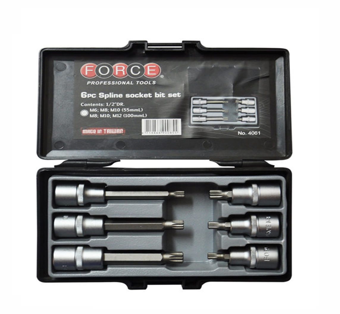 Force - 1/2" Dr 6 Piece Socket Bit Set Spline M6-M12