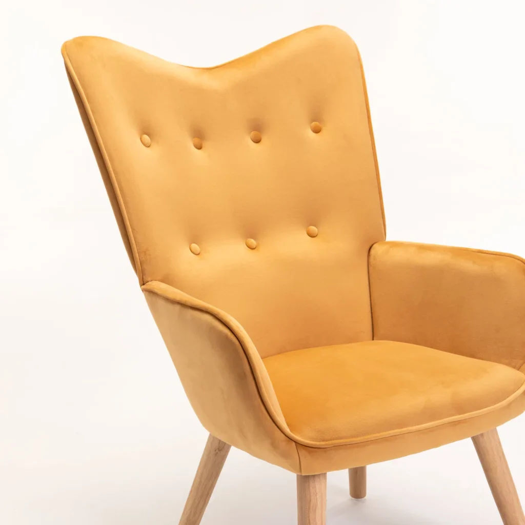 BROOK Velvet Dining Chair Mustard — Stylish Upholstered Seating with Metal Legs