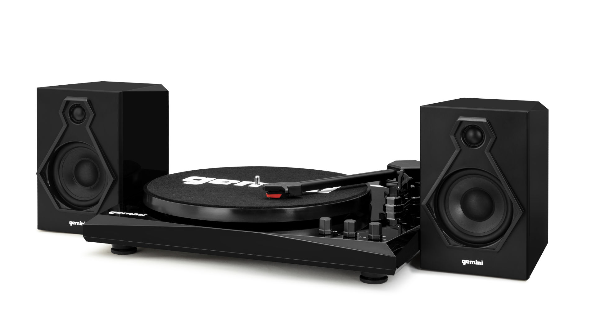 Gemini TT 900 - 3-speed Turntable with Bluetooth 2-way Stereo Speakers - Black/Black