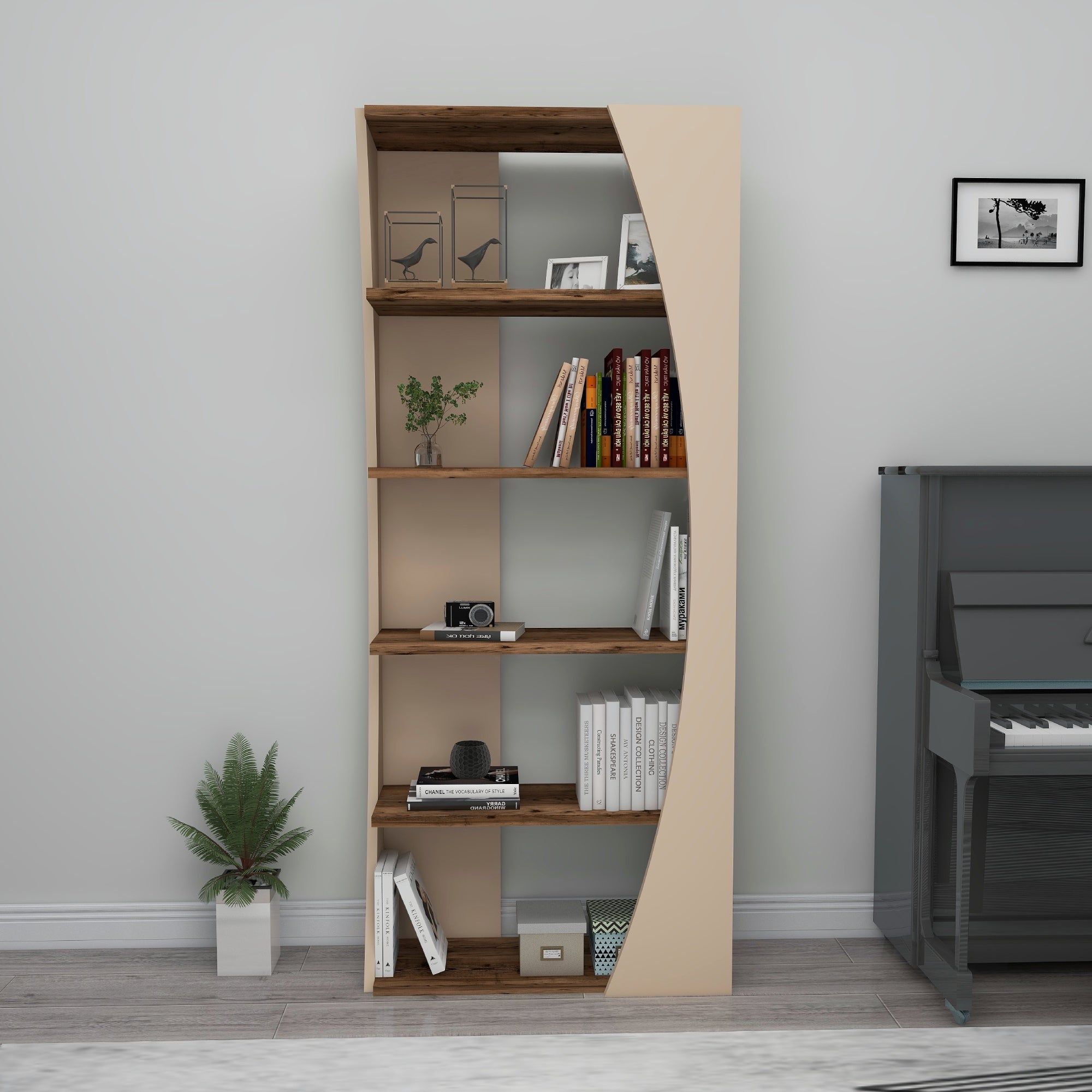 Armoire Nestor Bookcase - Light Walnut Beige