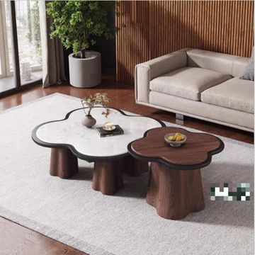 Madiega Furniture - Cloud-Form White & Brown Tiered Coffee Set