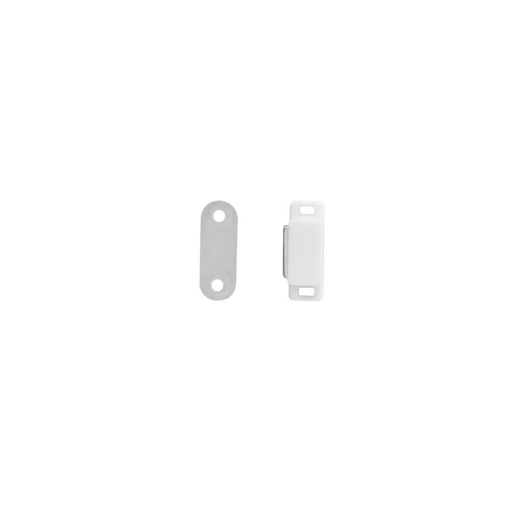 Magnetic Catch, White, Plastic, Including Screws Quantity:4