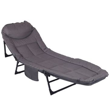 Foldable Camping Bed  Stretcher with Pad and Pillow - Grey