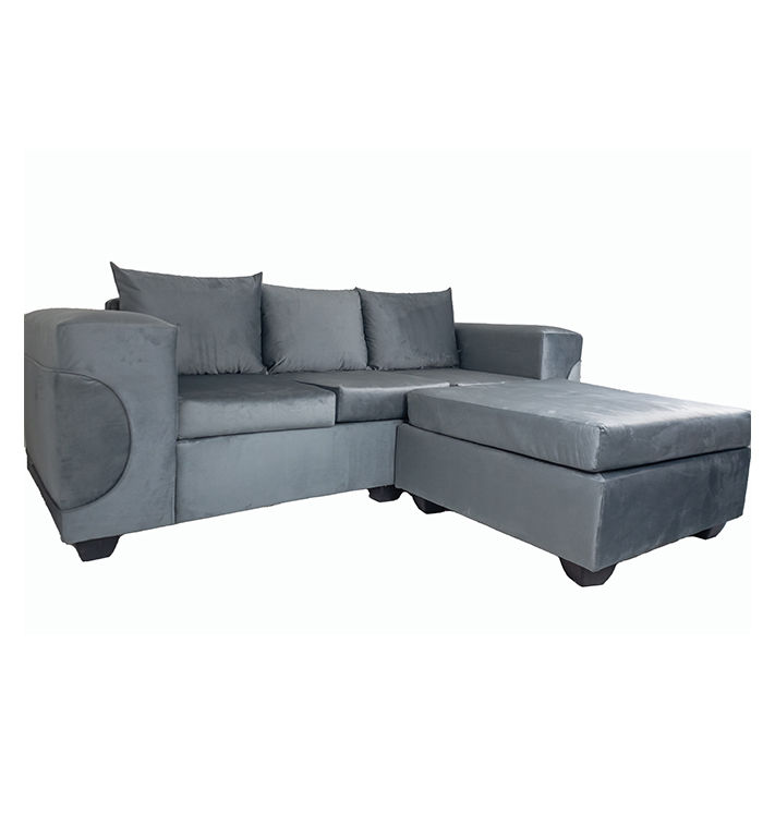 Theodora Velvet Corner Couch-Grey