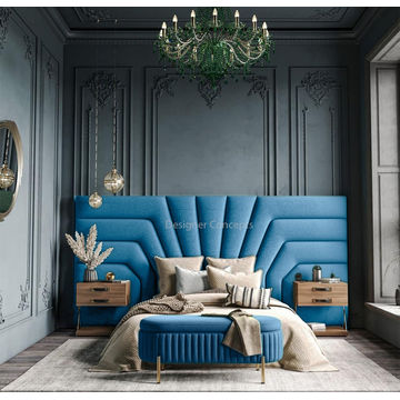 Isadora Overlap Headboard Queen Sky Blue