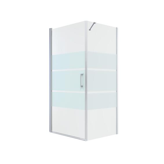 Shower Door Semi Frameless Pivot and Panel Remix Chrome with Privacy Glass 80x100x195cm