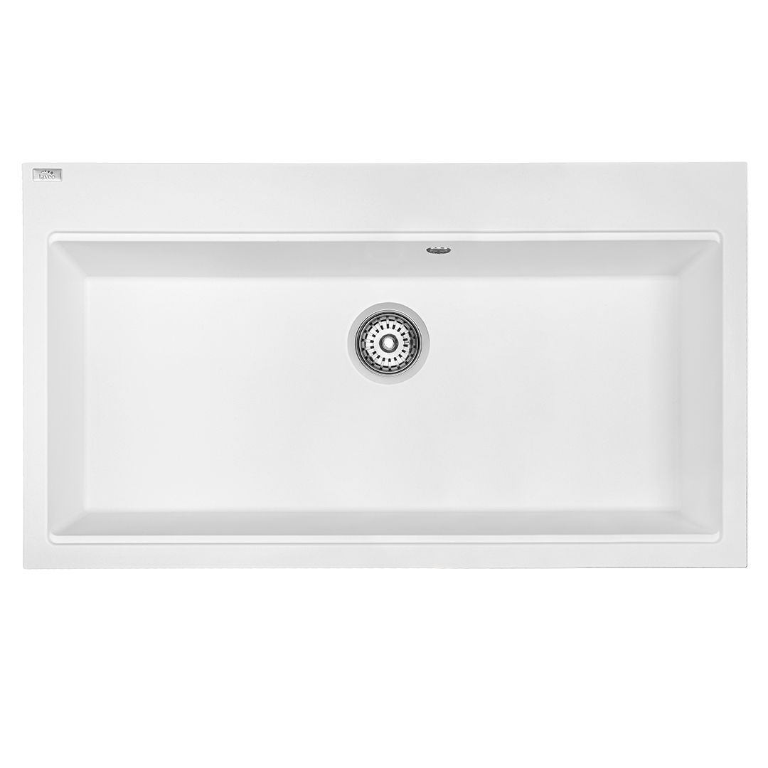 Laveo Tau Granite Sink 1 Bowl 900mm - White