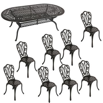 8 Seater - Lisa Aluminium Patio Set / Garden Furniture / Outdoor Dining Set    (8 Lisa Chairs with 214cm x 110cm Oval Elizabeth Table) - BLACK