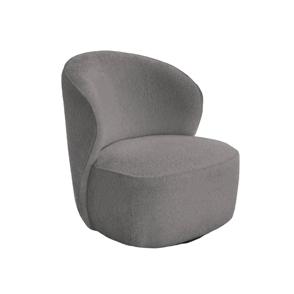 Vividitto - Saanvi Fabric Swivel Chair - Grey