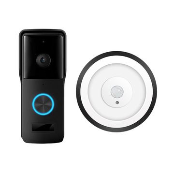 Tuya WiFi 1080P Doorbell (Water Resistant) Outdoor Security Camera Outdoor PIR Motion Detection Night Vision Video Door Bell Phone - Black (Tuya APP)
