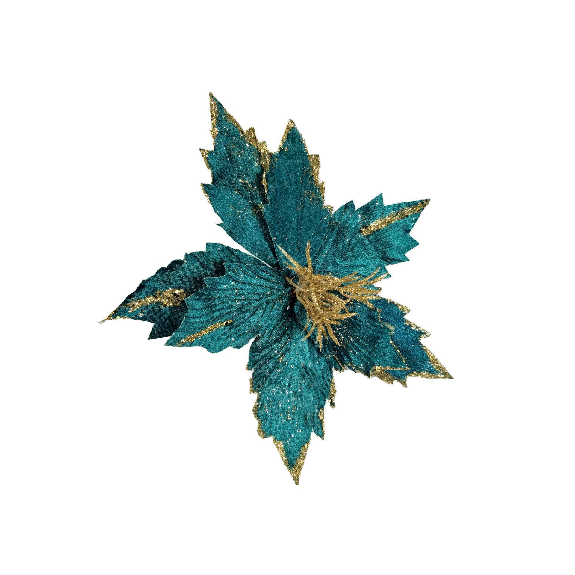 EMERALD AND GOLD POINSETTIA 25CM