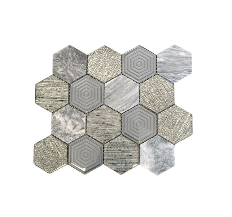Mosaic Glass - Large Opal Hexagon - 300x300 (per sheet)