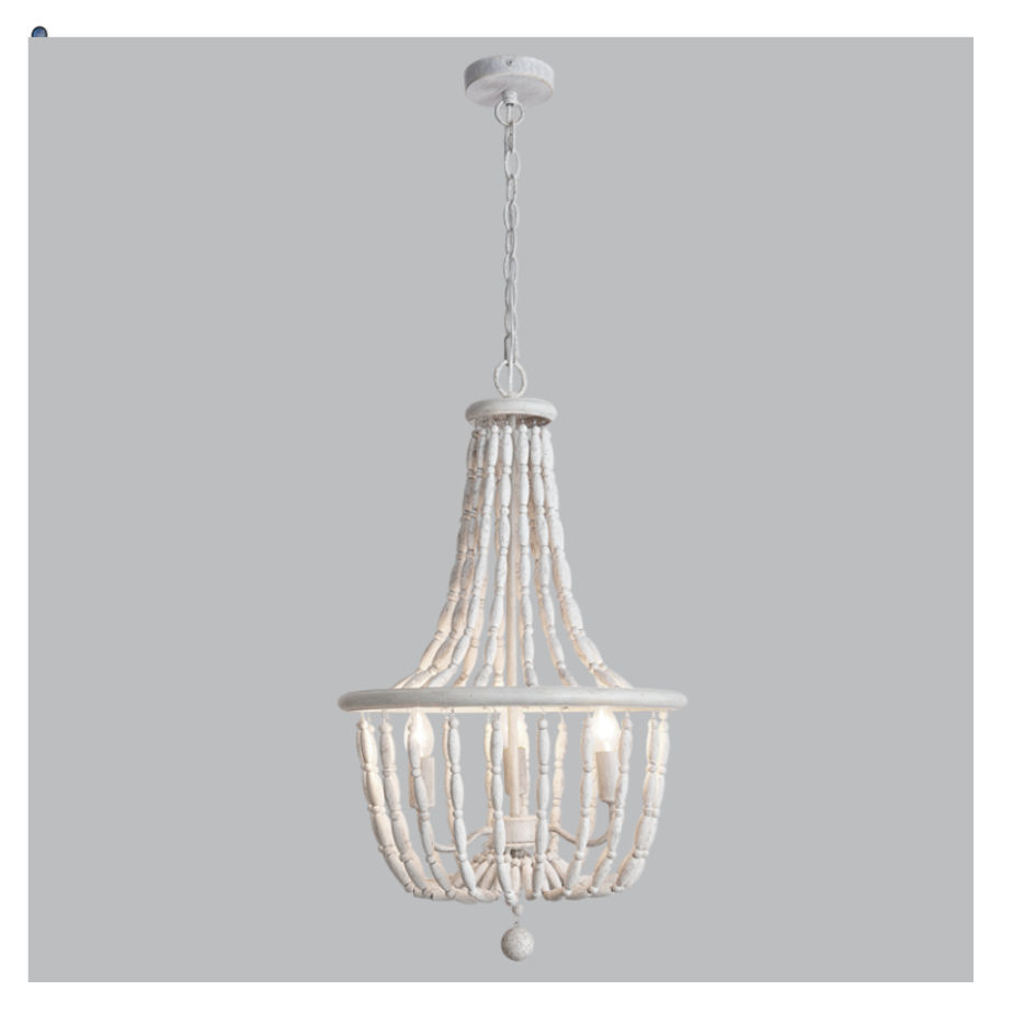 Metal and Wood Bead Chandelier
