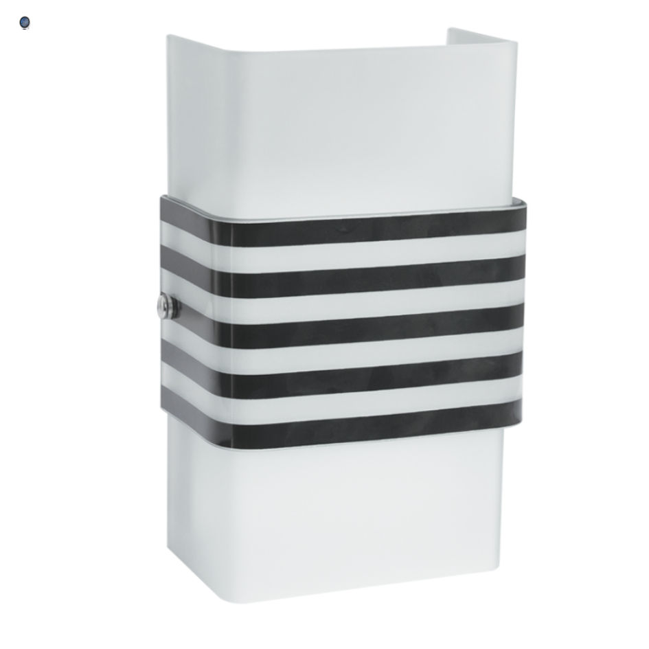 Polished Chrome Wall Bracket with Black Striped Glass