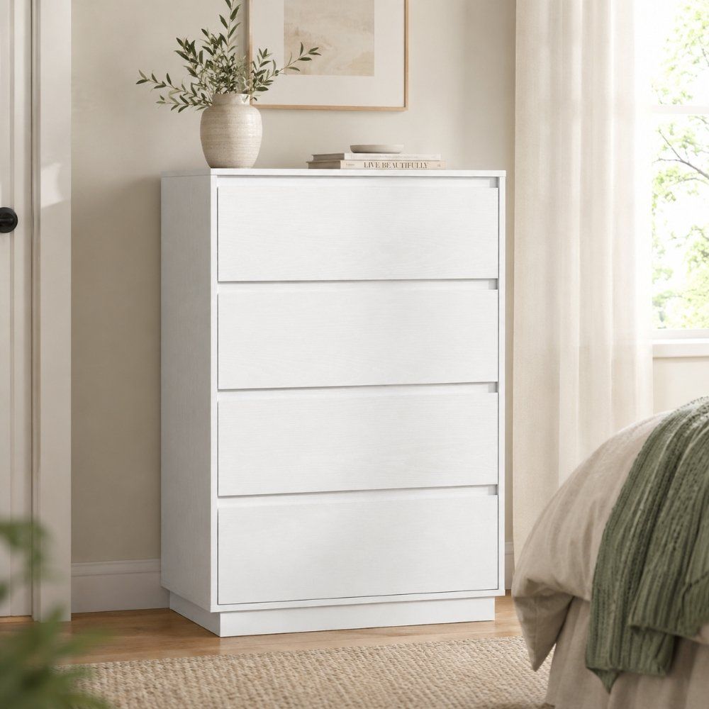 Bragg Verona Chest of Drawers Storage Cabinet, 4 Drawers, White