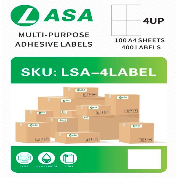 4UP SELF ADHESIVE LABEL A4 SIZE 100 SHEETS