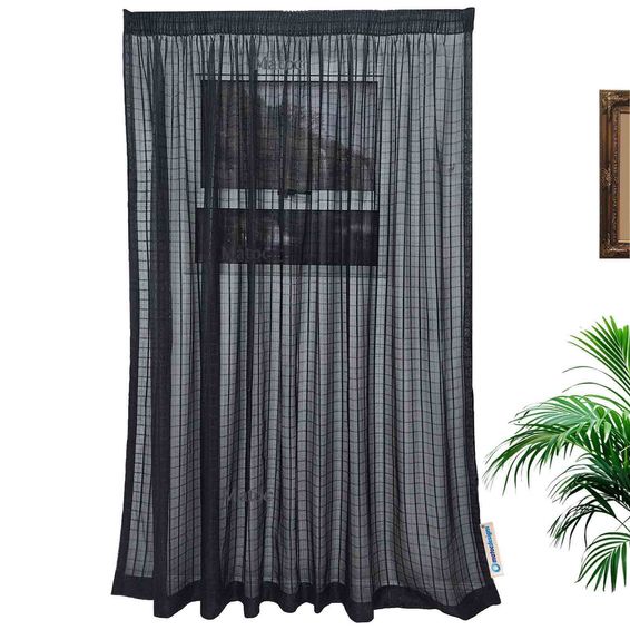 Matoc Designs Curtain - Grid Voile Black -Taped - 230cm W x 250cm H