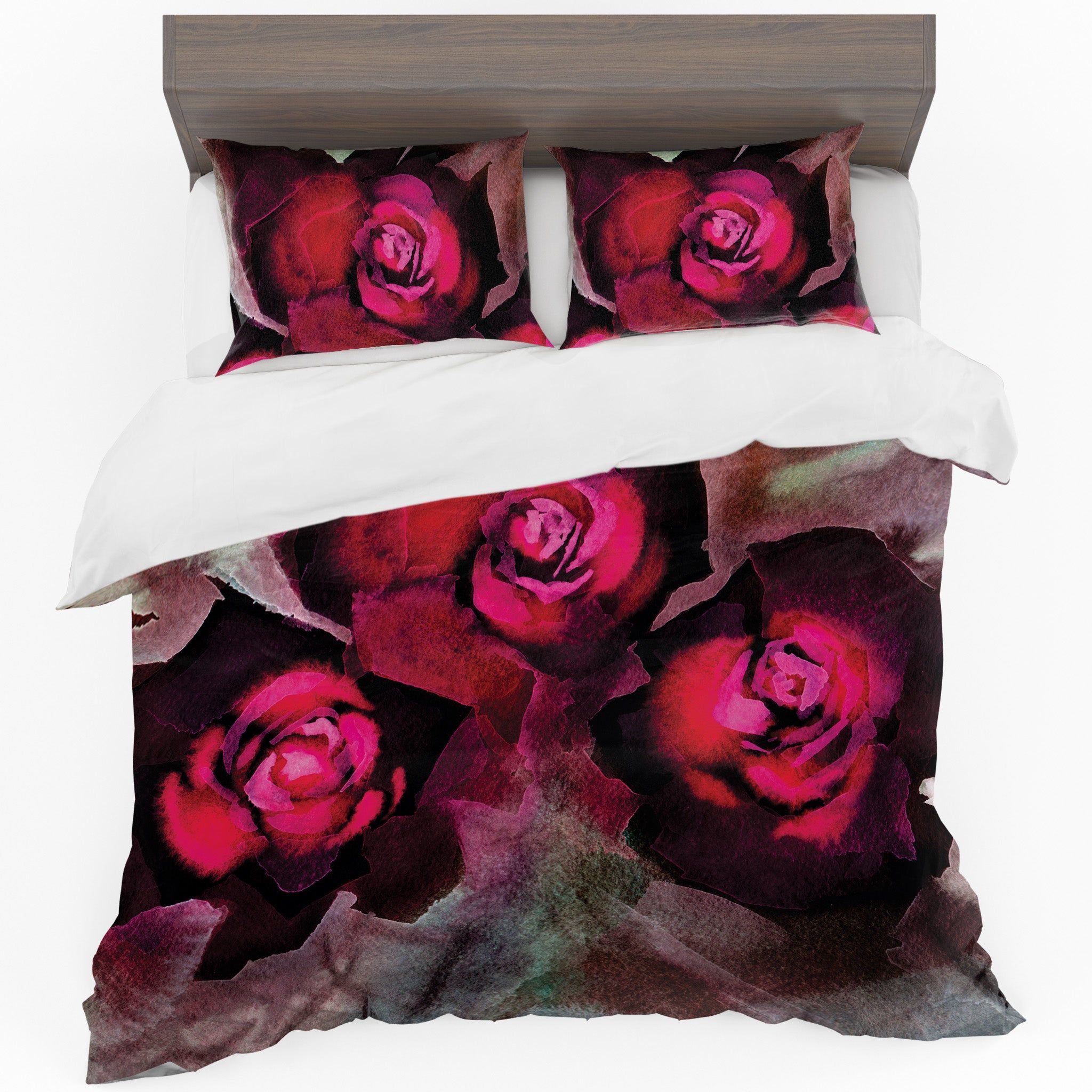 Crimson Whispers Linen Duvet Set