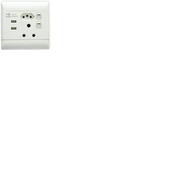Switch wall socket double (16a+new5+2xUSB)