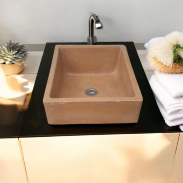 Slanting Pyramid Bespoke Burnt Orange Concrete Basin/Sink 36x30.5x19.5x11.5cm