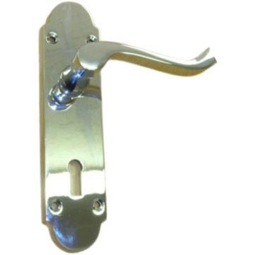Shiny Chrome Lever Handle on Plate Victorian