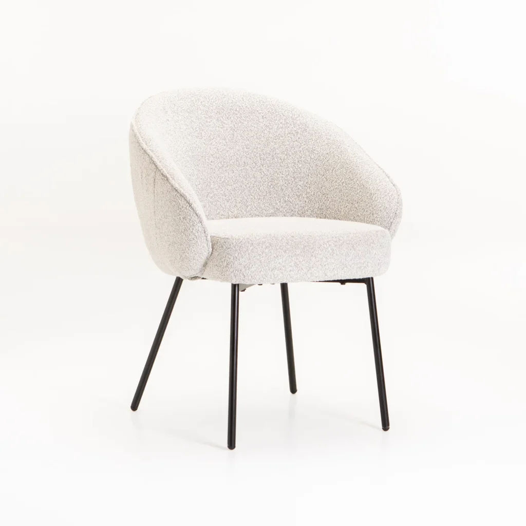 Aria Fabric Dining Chair in Cream – Upholstered Modern Side Chair with Padded Seat and Backrest for Dining Room or Office