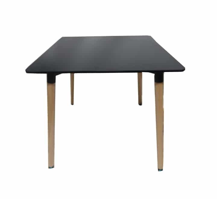 Vividitto - Square Cafe Table with Wooden Legs 80x80cm - Black